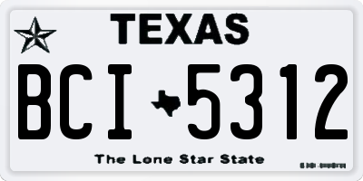 TX license plate BCI5312