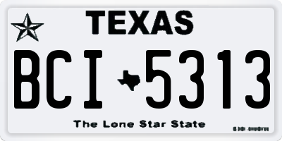 TX license plate BCI5313