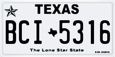 TX license plate BCI5316