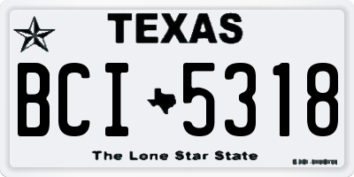 TX license plate BCI5318