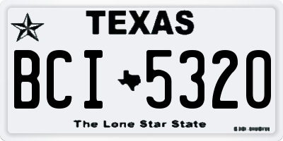 TX license plate BCI5320