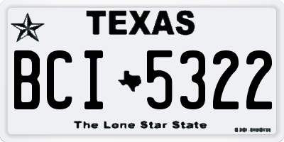 TX license plate BCI5322