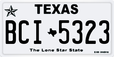 TX license plate BCI5323
