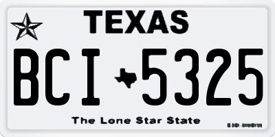 TX license plate BCI5325