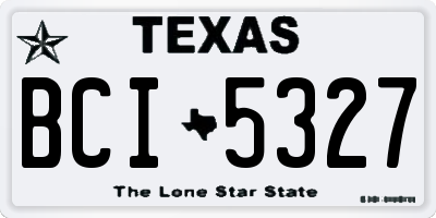 TX license plate BCI5327