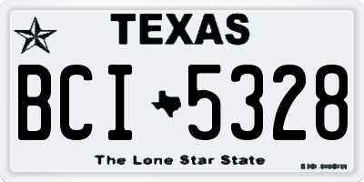 TX license plate BCI5328