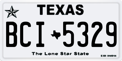 TX license plate BCI5329