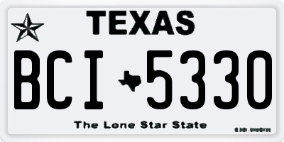 TX license plate BCI5330