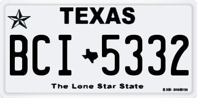 TX license plate BCI5332