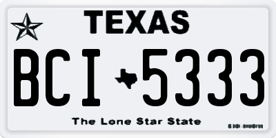 TX license plate BCI5333