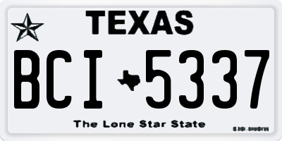 TX license plate BCI5337