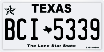TX license plate BCI5339