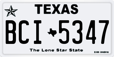 TX license plate BCI5347