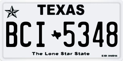 TX license plate BCI5348