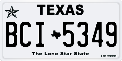 TX license plate BCI5349