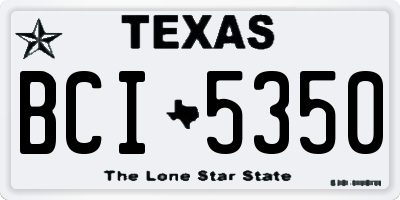 TX license plate BCI5350