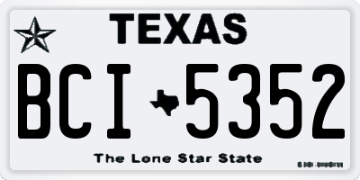 TX license plate BCI5352