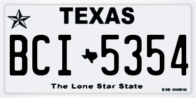 TX license plate BCI5354