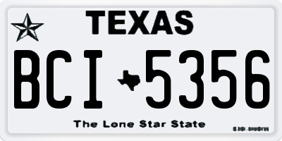 TX license plate BCI5356