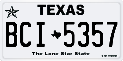 TX license plate BCI5357