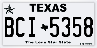 TX license plate BCI5358