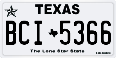 TX license plate BCI5366