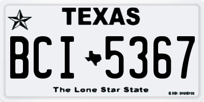 TX license plate BCI5367