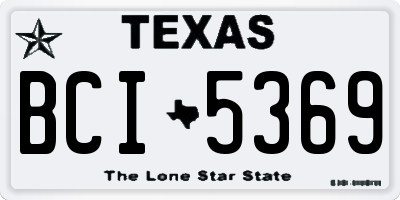 TX license plate BCI5369