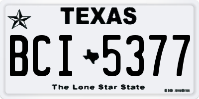 TX license plate BCI5377