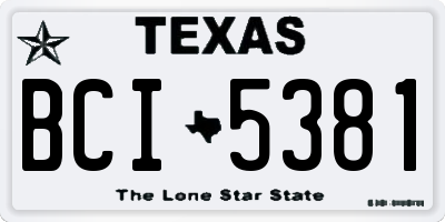 TX license plate BCI5381