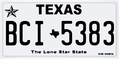 TX license plate BCI5383