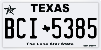 TX license plate BCI5385
