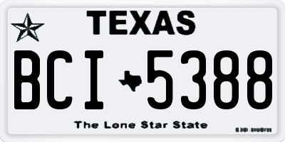 TX license plate BCI5388