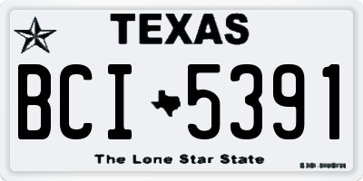 TX license plate BCI5391
