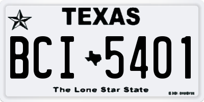 TX license plate BCI5401