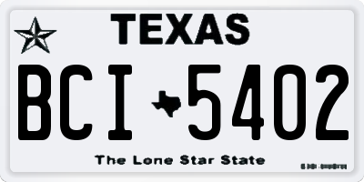 TX license plate BCI5402