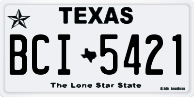 TX license plate BCI5421