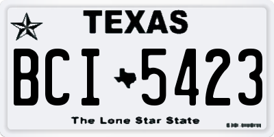 TX license plate BCI5423
