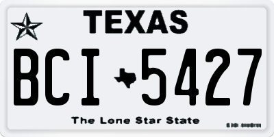 TX license plate BCI5427