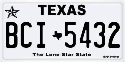 TX license plate BCI5432