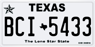 TX license plate BCI5433