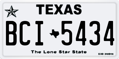 TX license plate BCI5434