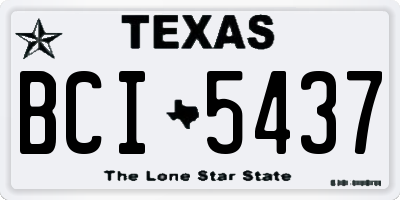 TX license plate BCI5437