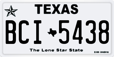 TX license plate BCI5438