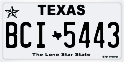 TX license plate BCI5443