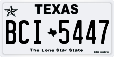 TX license plate BCI5447