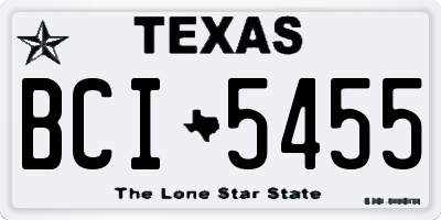 TX license plate BCI5455