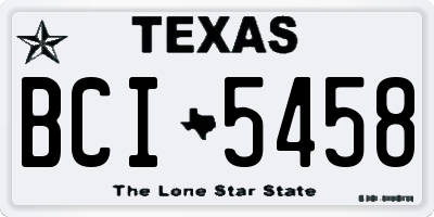 TX license plate BCI5458