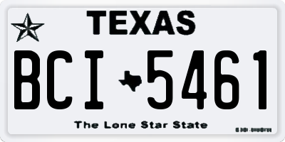 TX license plate BCI5461