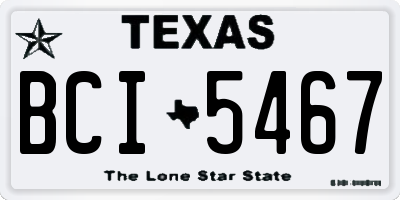 TX license plate BCI5467